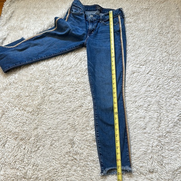 Abercrombie & Fitch Harper Low Rise Ankle Jeans 27/4 Blue Side Stripes Stretch - Picture 4 of 10